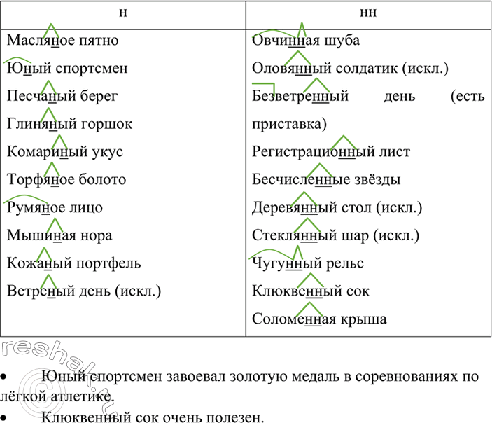 Изображение Прочитайте слова в таблице. Правильно ли их расположение в соответствии с написанием н и нн в суффиксах прилагательных? Спишите, делая необходимые исправления. Составьте...